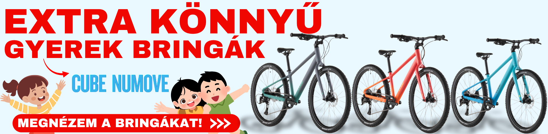 CUBE NUMOVE gyerek kerékpárok! A legkönyebb kerékpár, kevesebb, mint 8 kiló! Debrecenben, a JóBringában!