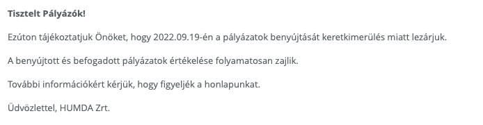 HUMDA tájékoztatója az elektromos kerékpár pályázattal kapcsolatban